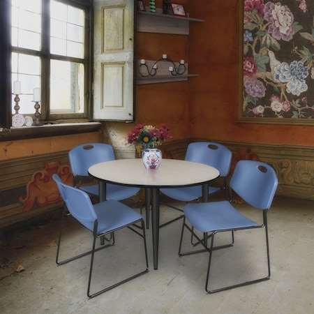 Regency Kahlo Round Table & Chair Sets, 48 W, 48 L, 29 H, Wood, Metal, Polypropylene Top, Maple TPL48RNDPLBK44BE